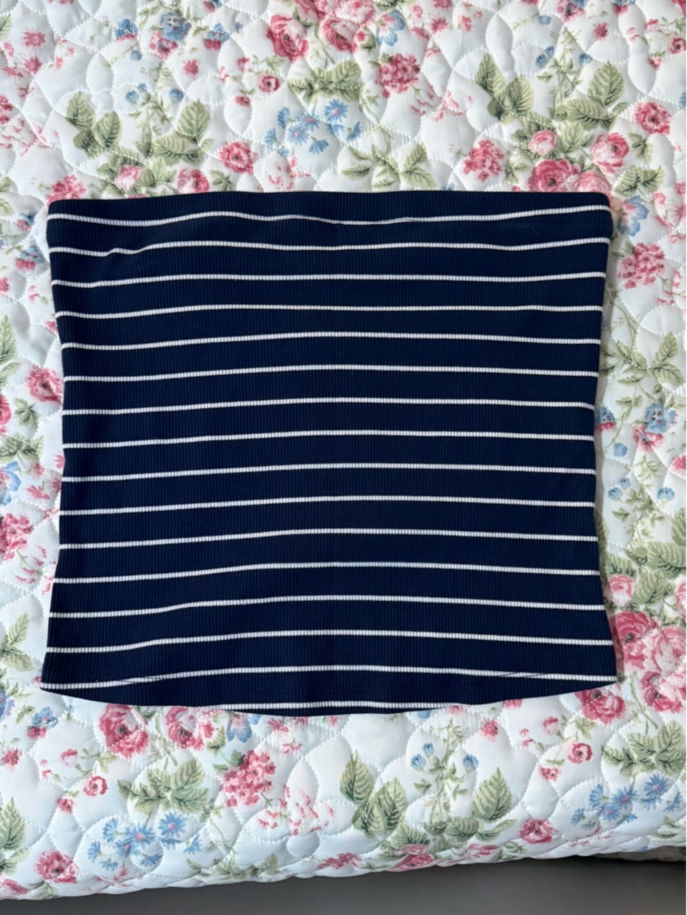a new day Navy Ribbed Knit strapless top M